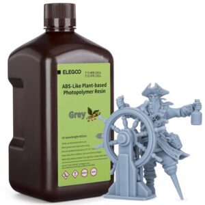 ELEGOO ABS-Like Plant-Based 3D Printer Resin with Low Odor and High Precision, 405nm UV Curing Resin for Mars Saturn Jupiter MSLA DLP LCD 3D Printing - Grey 2000g