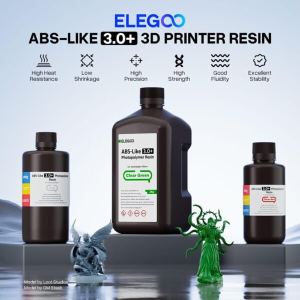 ELEGOO ABS-Like Resin 3.0+, Upgraded 3D Printer Photopolymer Resin, Higher Heat-Resistance Fast Curing High Precision Non-Brittle, Grey 2000g - Image 2