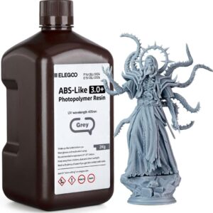 ELEGOO ABS-Like Resin 3.0+, Upgraded 3D Printer Photopolymer Resin, Higher Heat-Resistance Fast Curing High Precision Non-Brittle, Grey 2000g