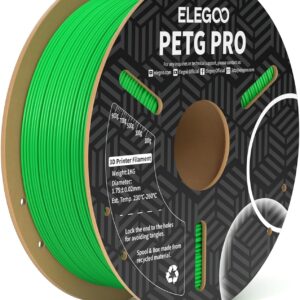 ELEGOO PETG PRO Filament 1.75mm Green 1KG, Strong Toughness 3D Printer Filament Dimensional Accuracy +/- 0.02 mm, 1kg Cardboard Spool(2.2lbs) for Most FDM 3D Printers