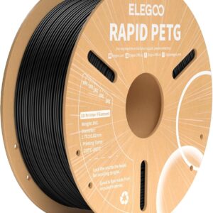 ELEGOO Rapid PETG Filament 1.75mm Black 1KG, High Speed 30-600mm/s 3D Printer Filament Dimensional Accuracy +/- 0.02 mm, 1kg Cardboard Spool(2.2lbs) Fits for Most FDM 3D Printers