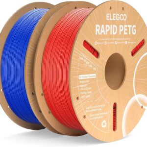 ELEGOO Rapid PETG Filament 1.75mm Blue & Red 2KG, High Speed 30-600mm/s 3D Printer Filament Dimensional Accuracy +/- 0.02 mm, 1kg Cardboard Spool(2.2lbs) Fits for Most FDM 3D Printers