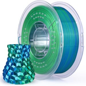 ELEGOO Silk PLA Filament 1.75mm Dual Color Blue Green 1KG, Shiny 3D Printer Filament Dimensional Accuracy +/- 0.05mm, 1kg Spool(2.2lbs) Fits for Most FDM 3D Printers