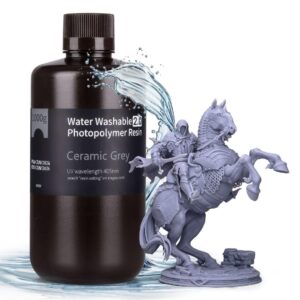 ELEGOO Water Washable 3D Printer Resin 2.0, Fast Curing Photopolymer Resin for Mars Saturn Jupiter MSLA DLP LCD 3D Printing, 385-405nm UV Curing 3D Printing Liquid, Ceramic Grey 1000g