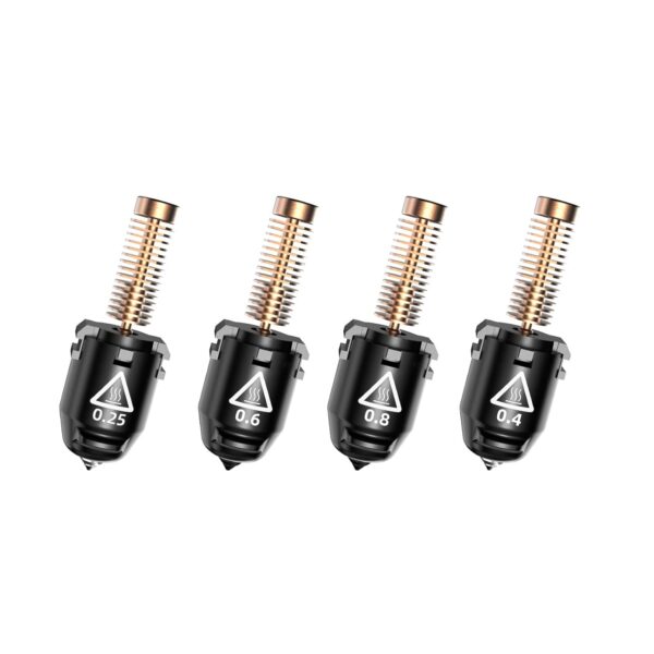 FLASHFORGE Adventurer 5M Nozzle, All Sizes 4-Pack Nozzle Bundle, 280℃ High Flow 32mm³/s Nozzle for Stable High-Speed Printing, Adventurer 5M Pro Hotend, 3S Quick-Detachable Nozzle