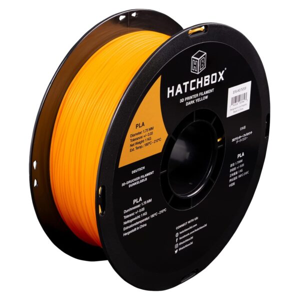 HATCHBOX 1.75mm Dark Yellow PLA 3D Printer Filament, 1 KG Spool, Dimensional Accuracy +/- 0.03 mm, 3D Printing Filament