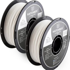 HATCHBOX 2 Pack Bundle of 1KG 1.75mm PLA 3D Printer Filaments, 2KG Total, Dimensional Accuracy +/- 0.03 mm, 3D Printing Filament Spools
