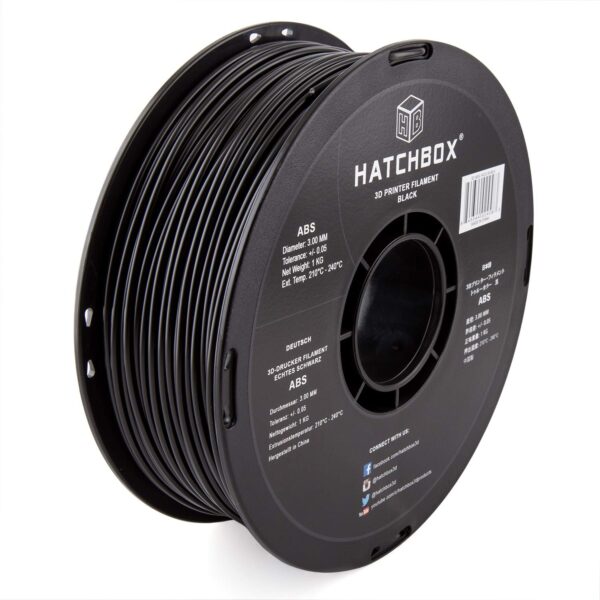 HATCHBOX ABS 3D Printer Filament, Dimensional Accuracy +/- 0.05 mm, 1 kg Spool, 3.00 mm, Black