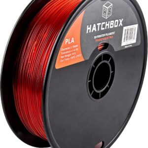 HATCHBOX PLA 3D Printer Filament, Dimensional Accuracy +/- 0.03 mm, 1 kg Spool, 1.75 mm, Transparent Red