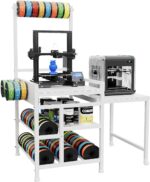 Heavy Duty 3D Printer Table with Filament Storage Rack – Extendable Stand for ABS/PLA/TPU Spools, Ideal for Garage, Office, and Workshop