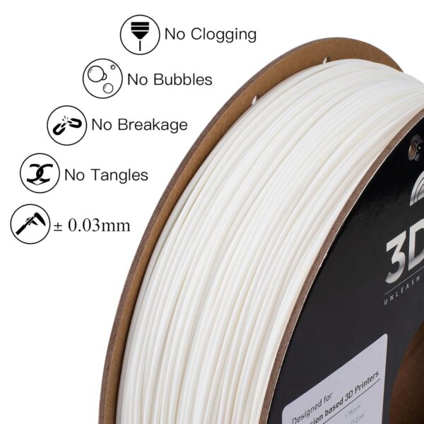 INLAND PLA Filament 1.75mm - White PLA 3D Printer Filament, Dimensional Accuracy +/- 0.03mm - 1kg Cardboard Spool (2.2 lbs) – FDM 3D Printing - Image 2