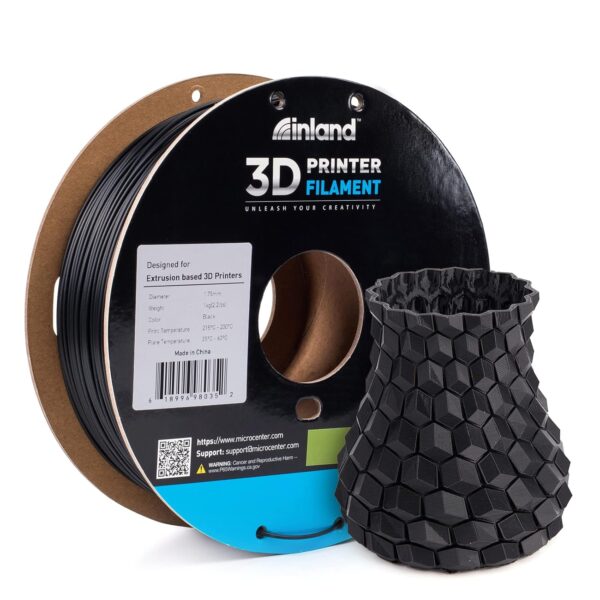 INLAND PLA Filament 1.75mm - Black PLA 3D Printer Filament, Dimensional Accuracy +/- 0.03mm - 1kg Cardboard Spool (2.2 lbs) – FDM 3D Printing