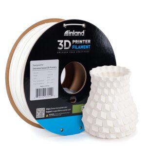 INLAND PLA Filament 1.75mm - White PLA 3D Printer Filament, Dimensional Accuracy +/- 0.03mm - 1kg Cardboard Spool (2.2 lbs) – FDM 3D Printing