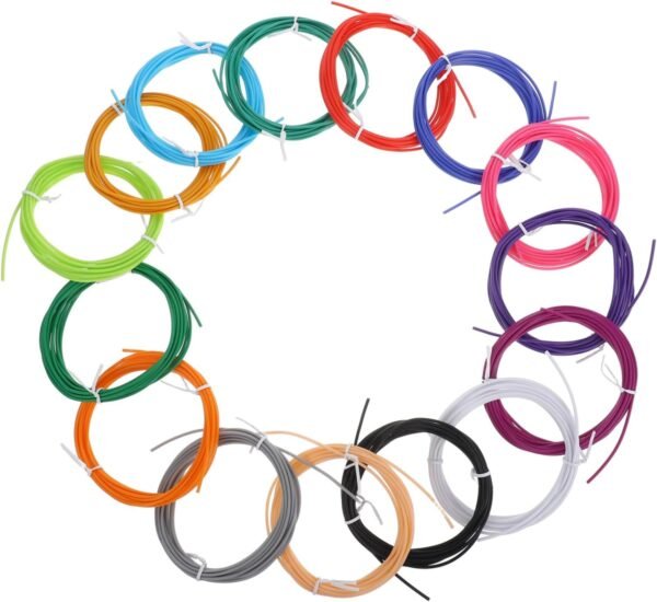 KICHOUSE 3D Pen Filament 15 Rolls of Flexible Pcl Material 3D Printer Accessories Multicolored for Boys and Girls and Professionals