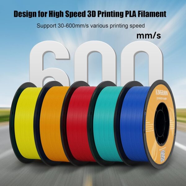 Kingroon High Speed PLA 3D Printer Filament 1.75mm, 3D Printer Rapid Filament for 30-600mm/s Hyper Printing Filament, Dimensional Accuracy +/- 0.03 mm, 16 kg Plastic Spool (35.2lbs（Mixed Colors） - Image 2