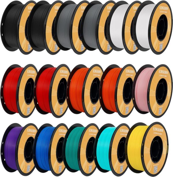 Kingroon High Speed PLA 3D Printer Filament 1.75mm, 3D Printer Rapid Filament for 30-600mm/s Hyper Printing Filament, Dimensional Accuracy +/- 0.03 mm, 16 kg Plastic Spool (35.2lbs（Mixed Colors）