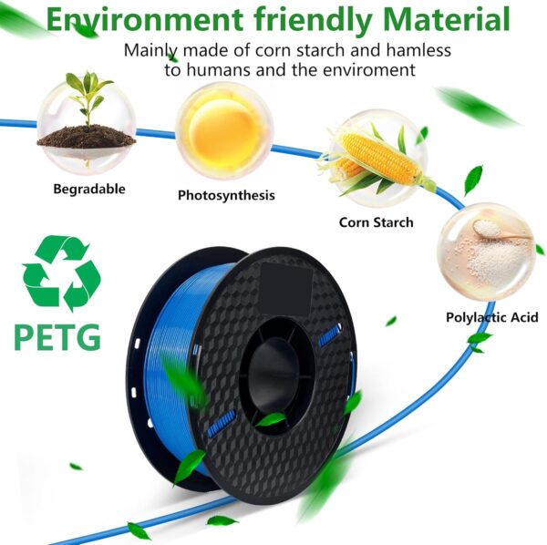 Kingroon PETG 3D Printer Filament, 10 Rolls, Dimensional Accuracy +/- 0.03 mm, 10kg Spool(22lbs), 1.75 mm，Black White Grey Red Blue Green Purple Skin Silver Yellow - Image 2