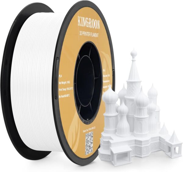 Kingroon PLA Filament 1.75mm 3D Printer Filament White Pla Filament 1kg Filament Dimensional Accuracy +/- 0.02mm, Fit Most FDM Printer