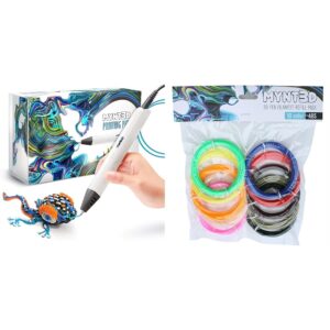 MYNT3D Professional Printing 3D Pen with OLED Display Bundle with 10 Color 3m Each ABS 3D Pen Filament Refill Pack