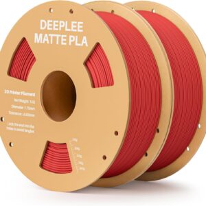 Matte PLA Filament 1.75mm, 3D Printer Filament Dimensional Accuracy +/- 0.02mm, No Clogging, Higher Toughness, Cardboard Spool 3D Filament, 2 Pack Ruby Red