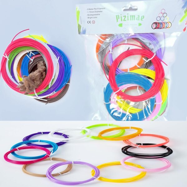 PCL 3D Pen Filament Refills – 20 Rainbow Colors – 1.75mm Diameter, Eco-Friendly & Low-Temperature Material – Compatible with Most 3D Printing Pens – Non-Toxic & Safe for Skin-pizimae (20, 320) - Image 2