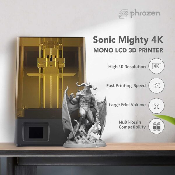 Phrozen Sonic Mighty 4K Large LCD Resin 3D Printer, L7.9 x W4.9 x H8.7 Printing Volume, 9.3" Mono LCD Screen & 22cm Z-axis, Matrix LED UV Light Tech, Large 3D Models, Miniatures,Tabletops - Image 2
