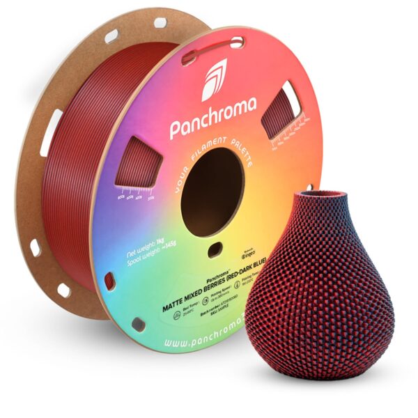Polymaker Panchroma Dual Color Matte PLA Filament, Matte Mixed Berries (Red-Dark Blue) 1.75mm 3D Printing Filament, 3D Printer PLA Filament, Fit Most FDM 3D Printers, 1kg Spool (2.2lb)