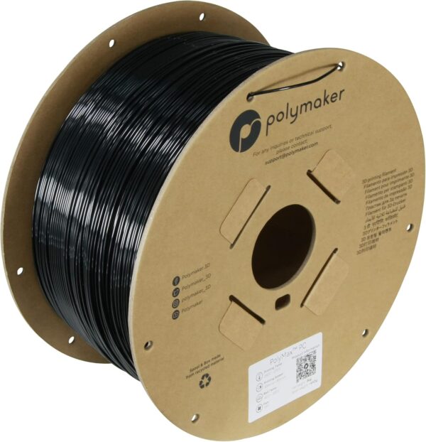 Polymaker Polymax Tough PC Filament 1.75mm, Black Polycarbonate Filament 1.75mm 3kg Cardboard Spool - 3D Printer Polycarbonate PC Filament, Tough & High Heat Resistant Black PC Filament