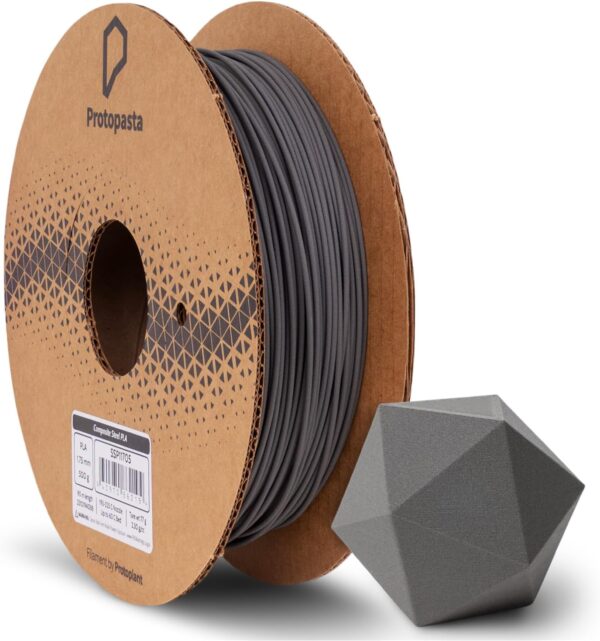 Protopasta Stainless Steel Filled PLA 3D Printer Filament | ProtoPlant Metal-Filled PLA Plastic Printer Filament with 60% Steel | Polish and Patina Friendly Metal Composite Filament | 500g Spool