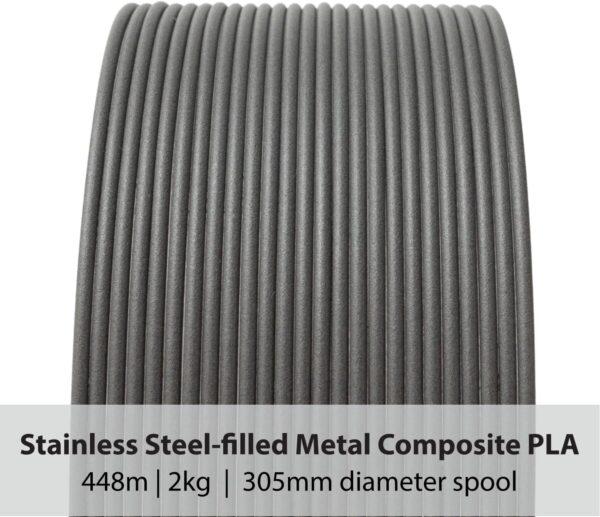 Protopasta Stainless Steel Filled PLA 3D Printer Filament | ProtoPlant Metal-Filled PLA Plastic Printer Filament with 60% Steel | Polish and Patina Friendly Metal Composite Filament | 500g Spool - Image 2