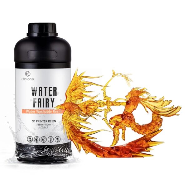 RESIONE Water-Washable 3D Printer Resin, Clear Flaming Orange, – Low Odor, Fast Curing, High Precision Photopolymer for LCD DLP MSLA, Easy to Clean with Water, for Model Making & DIY, 1KG