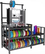 Reinforced 3D Printer Stand Heavy-Duty 3D Printer Filament Storage Stand, Rolling Stable Spool Organizer Rack for PLA/ABS/PETG, Sturdy Workshop/Garage/Office Shelving System