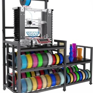 Reinforced 3D Printer Stand Heavy-Duty 3D Printer Filament Storage Stand, Rolling Stable Spool Organizer Rack for PLA/ABS/PETG, Sturdy Workshop/Garage/Office Shelving System