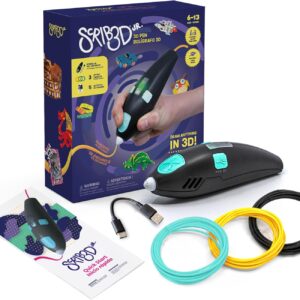 SCRIB3D Junior 3D Printing Pen Set for Kids with Filament, Activity Guide, and USB Charging Cable