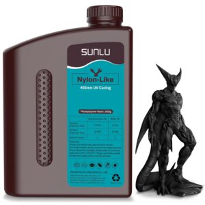 SUNLU 3D Printer Resin, Strong Durable Nylon Like 3D Resin for LCD DLP SLA Resin 3D Printers, 395-405nm UV Light Curing 3D Printing Liquid Photopolymer Resin, Good for Functional Parts, 2000g, Black
