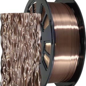 Silk Coffee PLA Satin Shiny 3D Printer Filament, 1.75mm Diameter 1kg Spool 2.2lbs for FDM 3D Printers