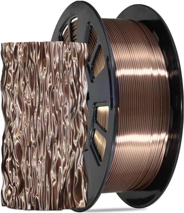 Silk Coffee PLA Satin Shiny 3D Printer Filament, 1.75mm Diameter 1kg Spool 2.2lbs for FDM 3D Printers