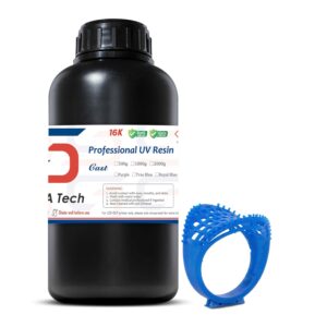 Siraya Tech Cast 3D Printer Resin Best Balance of Easy Burning and Printing Smooth Surface High Resolution Castable 405nm UV-Curing Resin for Jewelry and Metal Parts (Royal Blue, 1kg)