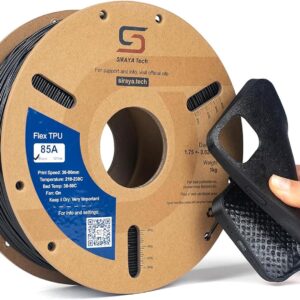 Siraya Tech Flex TPU Filament - 85A Shore, ISO 10993, High Flexibility & Toughness, High Flow & Speed, Easy to Print, Moisture-Resistant Aluminum Bag - Ideal for Footwear, Protective Gear (Black, 1kg)