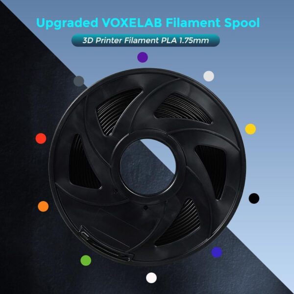 Voxelab 3D Printer Filament, 1.75mm PLA Pro (PLA+) Filament, Dimensional Accuracy +/- 0.02 mm, 3D Printing Material 1kg/ Spool, Compatible with FDM 3D Printer/Pen, Black - Image 2
