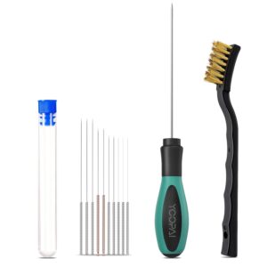 YOOPAI 3D Printer Nozzle Cleaning Kit, 3D Printer Cleaning Kit with Soft Rubber Handle, 0.4mm Nozzle Cleaning Needles and Copper Wire Brush, 3D Printer Tools Kit for 1.75mm Nozzles