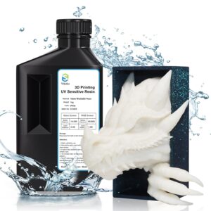 YOUSU Water-Washable Low Odor LCD 3D Printer Resin UV-Curing 405nm 3D Resin Suitable for Mono Screen and RGB Screen High Resolution 3D Printing Liquid Snow White Color 1000g