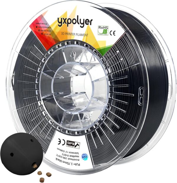 YXPOLYER PLA Plus Filament Food-Grade pla+ PLA Plus 3D Printing Filament 1.75 mm 1kg 2.2lbs with Reusable PC Spool, Modified 3D Printer Filament for Most FDM 3D Printers