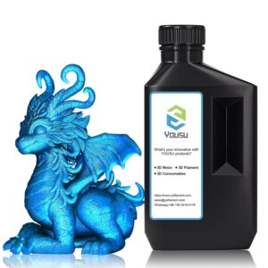 Yousu 3D Printer Metallic Resin,1kg Fast Curing Resin, Magical Effect Photopolymer Resin for LCD DLP Printing (1000g,MetalBlueZine)