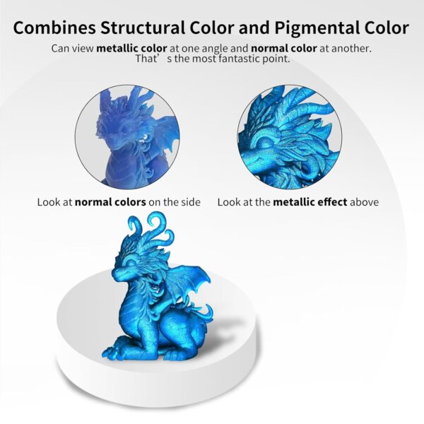 Yousu 3D Printer Metallic Resin,1kg Fast Curing Resin, Magical Effect Photopolymer Resin for LCD DLP Printing (1000g,MetalBlueZine) - Image 2