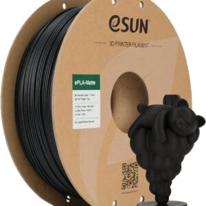 eSUN Matte PLA Filament 1.75mm Deep Black, 3D Printing PLA Filament 1.75mm Dimensional Accuracy +/- 0.03mm, 1kg Carboard Spool (2.2lbs) for Most FDM 3D Printers