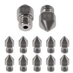 10 Piece High Temperature Sharp Hardened Tool Steel MK8 Nozzles 0.4mm for 1.75mm Makerbot, Creality CR-10 All Metal Hotend, Ender 3/ Ender3 pro, CraftBot, Prusa i3 3D Printer