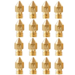 16Pcs Ender 3 Nozzles 0.4mm, MK8 Extruder Nozzles 0.4mm Compatible for Creality Ender 3 v2/Ender 3 Pro/Ender 3 Max/Ender 5 Pro/Ender 3 S1/Ender 3 Neo/CR-10 Series 3D Printer Brass Nozzles,