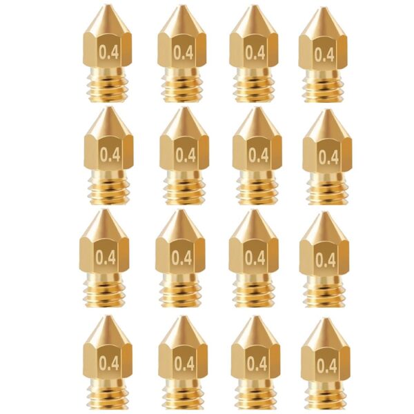 16Pcs Ender 3 Nozzles 0.4mm, MK8 Extruder Nozzles 0.4mm Compatible for Creality Ender 3 v2/Ender 3 Pro/Ender 3 Max/Ender 5 Pro/Ender 3 S1/Ender 3 Neo/CR-10 Series 3D Printer Brass Nozzles,