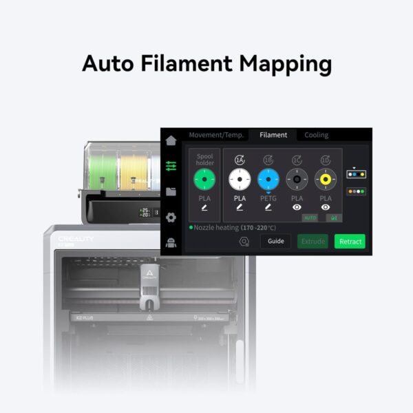 Creality K2 Plus Combo 3D Printer, Multi Color Printing with CFS Max 600mm/s Fast Printing,Dual AI Cameras, Full-auto Leveling, Ready-to-Use FDM 3D Printers, Large Build Volume 350x350x350mm - Image 8
